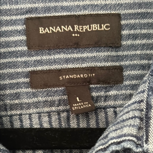 Banana Republic Blue Striped Casual Button Down Shirt - Picture 3 of 5